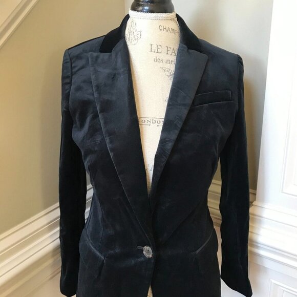 NWT JCrew Willa Velvet Blazer Jacket Womens 2 Black Stretch One Button Coat NEW - Picture 5 of 13